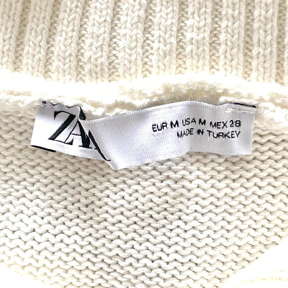 New Zara Striped Half-Zip Cotton Sweater Size M - Picture 11 of 12